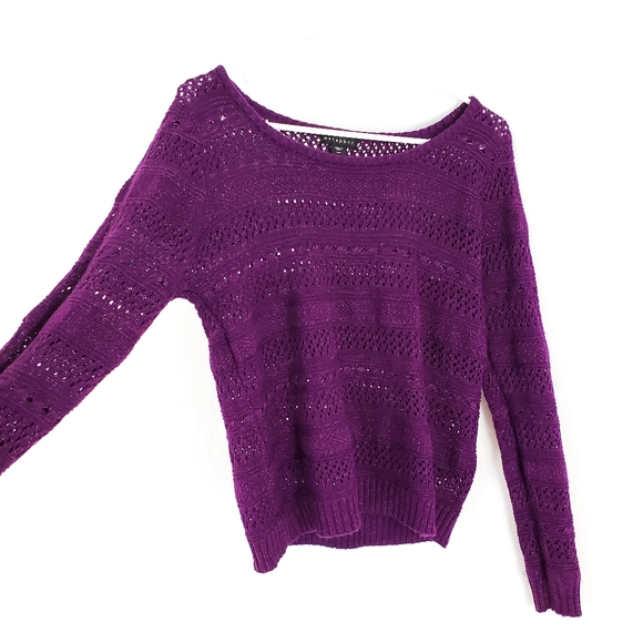 Metaphor Purple Open Weave Long Sleeve Sweater - Picture 2 of 7